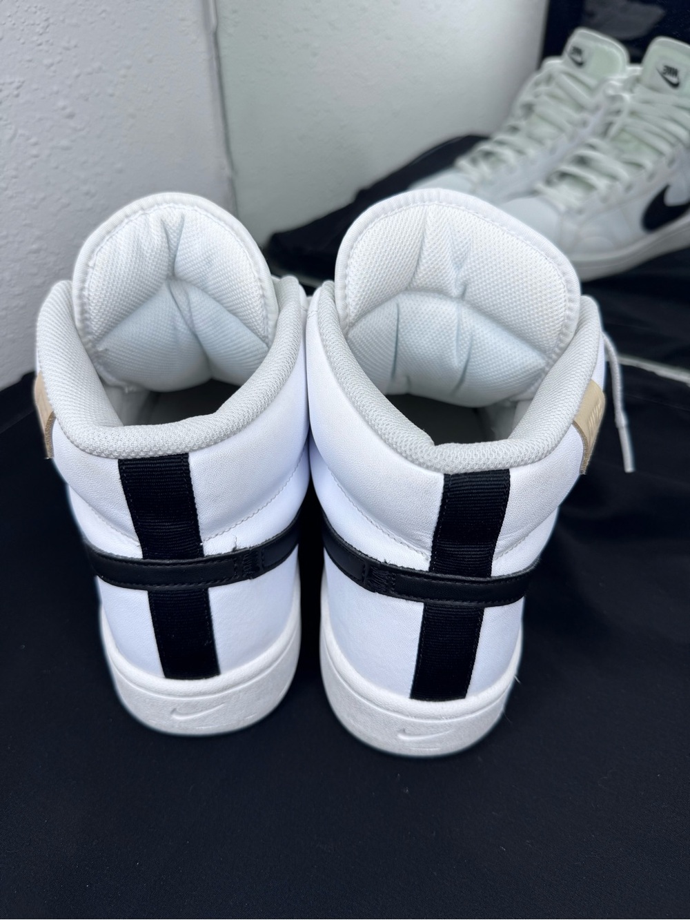 Nike White High-Top Sneakers with Black Swoosh Accent - Picture 7 of 10